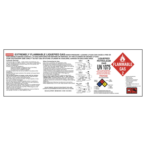 Propane Hazard Label (10x3.375)