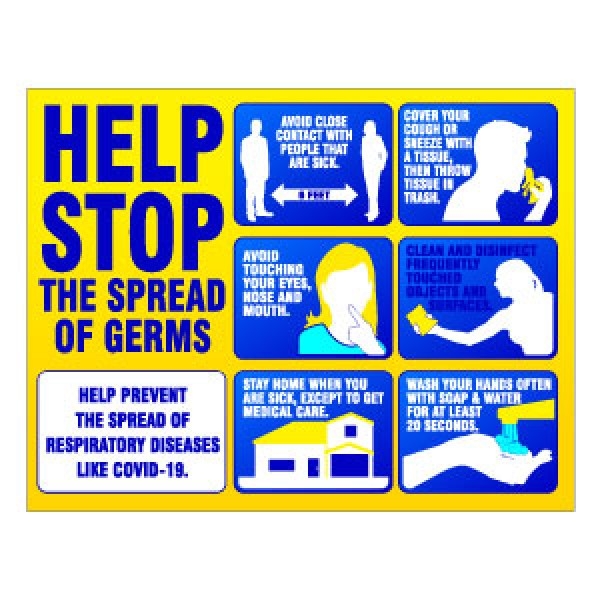 Hygiene Sign - Help Stop The Spread of Germs 8.5 x 11